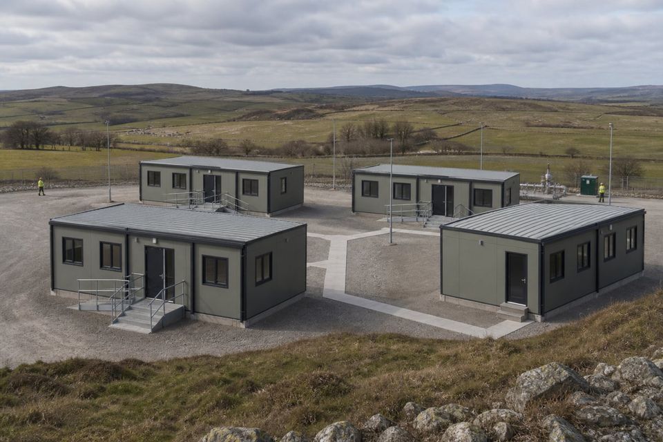 Cluster of spacious cabins forming living quarters at a remote operation