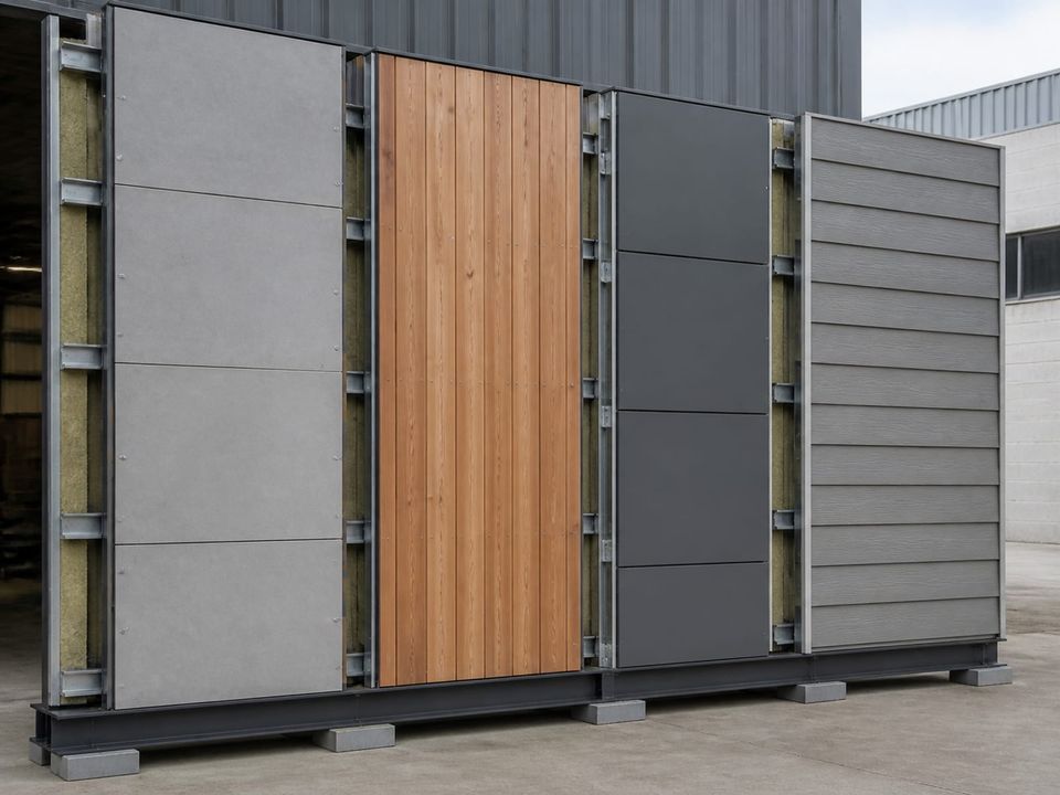 Metropol container cladding options including fibre cement, timber, composite, and siding