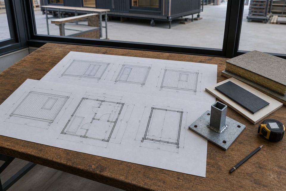 Cabin dimensional drawing showing external and internal clear dimensions